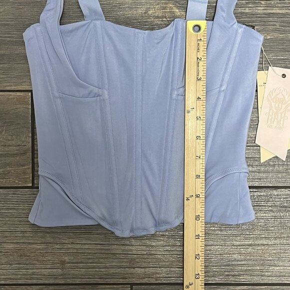 NWT FREE PEOPLE x HAH Knock Out Corset boudoir Top Size Small Blue Periwinkle - Picture 10 of 15